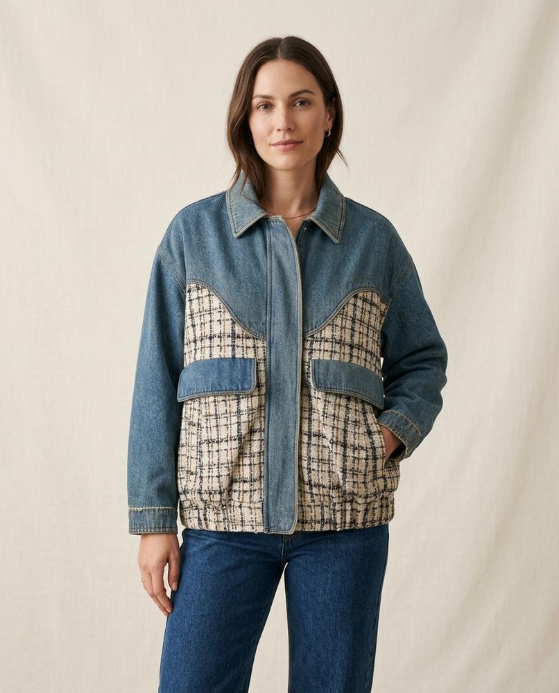 Lands Fashion - Neven | Mixed-Media Paneled Jacket Unisex