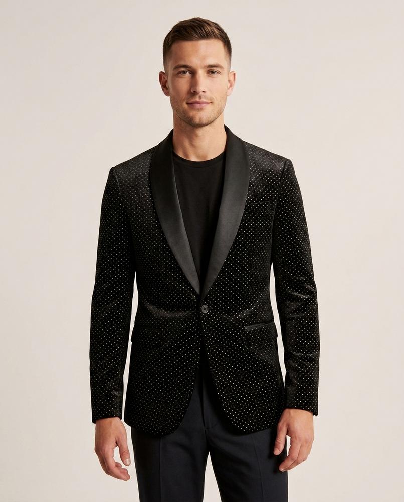 Lands Fashion - Vemer | Polka Dot Velvet Blazer Men