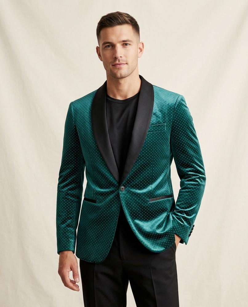 Lands Fashion - Vemer | Polka Dot Velvet Blazer Men