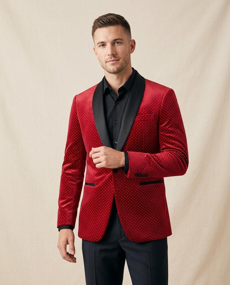 Lands Fashion - Vemer | Polka Dot Velvet Blazer Men