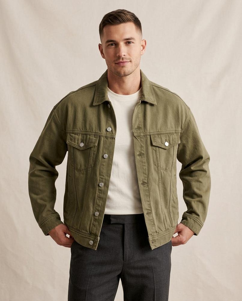 Lands Fashion - Colan | Button-Front Relaxed-Fit Denim Jacket Men