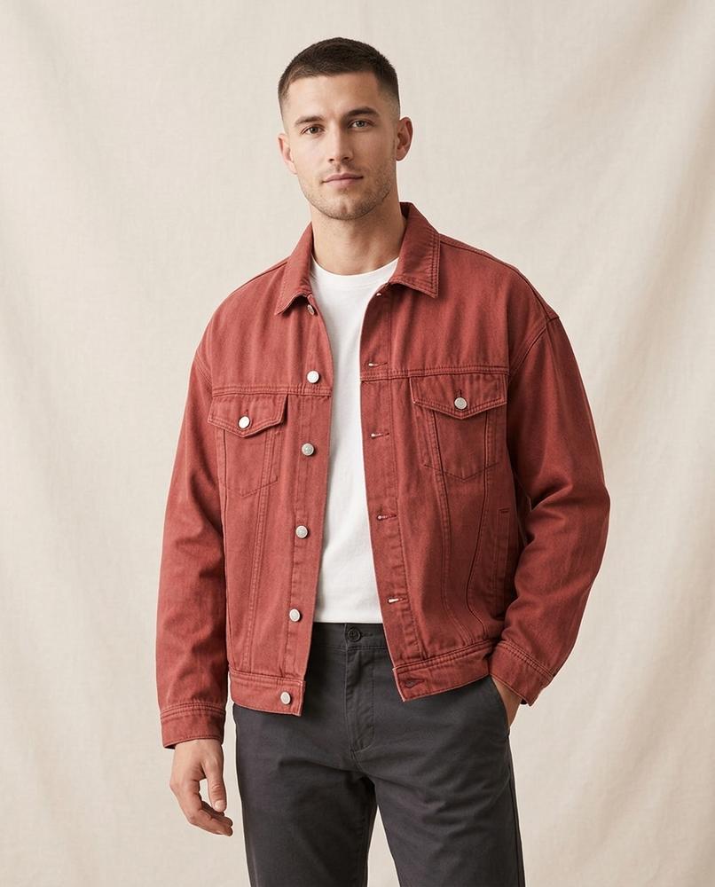 Lands Fashion - Colan | Button-Front Relaxed-Fit Denim Jacket Men