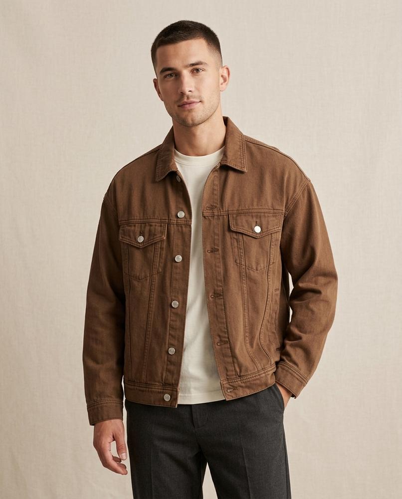 Lands Fashion - Colan | Button-Front Relaxed-Fit Denim Jacket Men