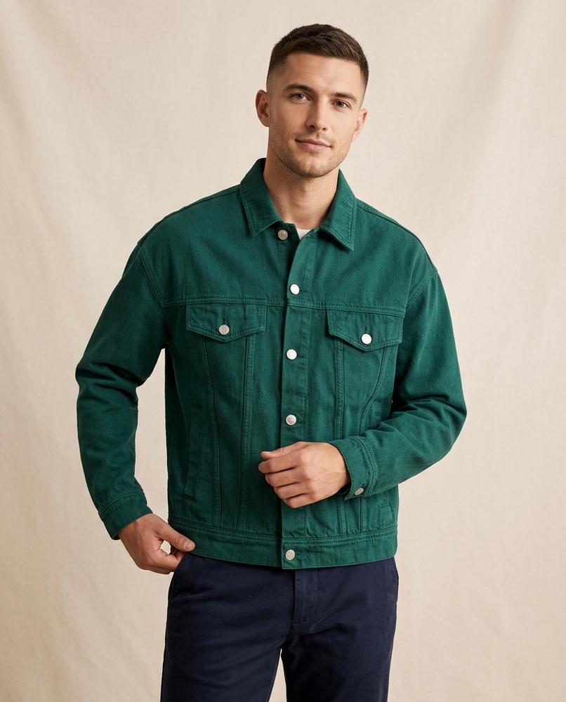 Lands Fashion - Colan | Button-Front Relaxed-Fit Denim Jacket Men