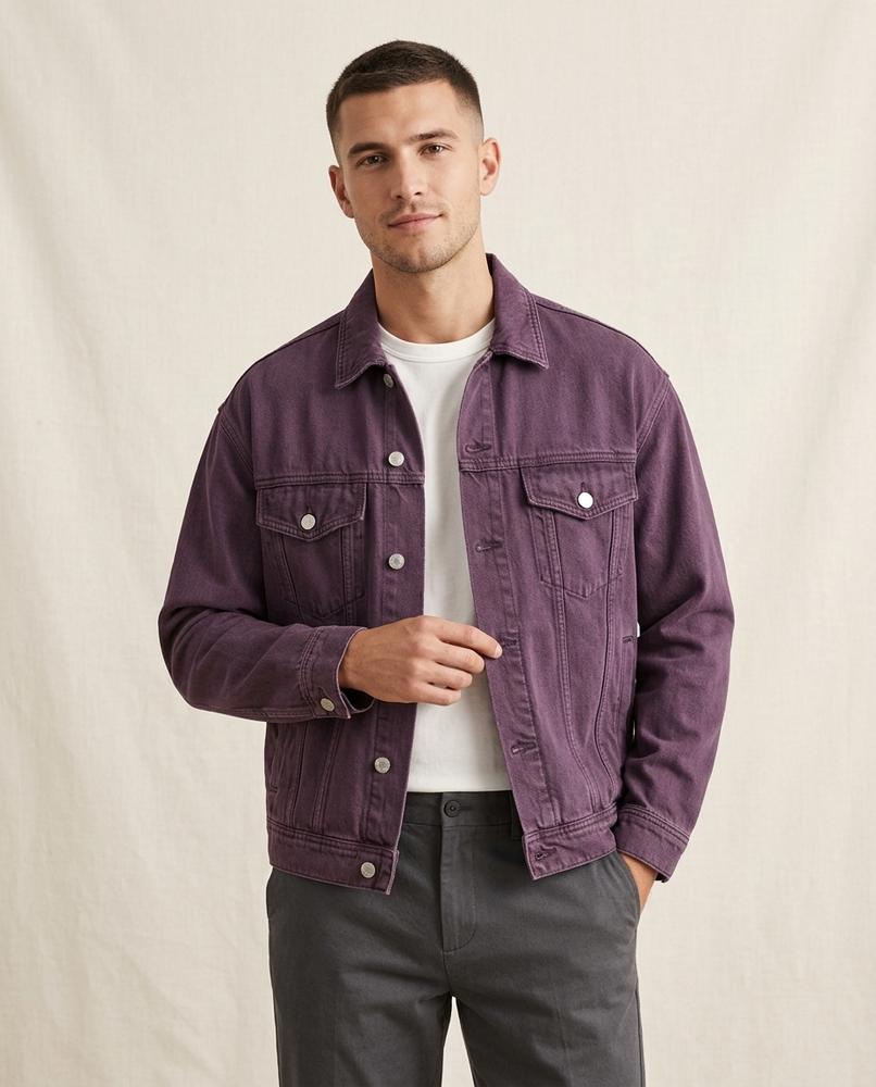Lands Fashion - Colan | Button-Front Relaxed-Fit Denim Jacket Men