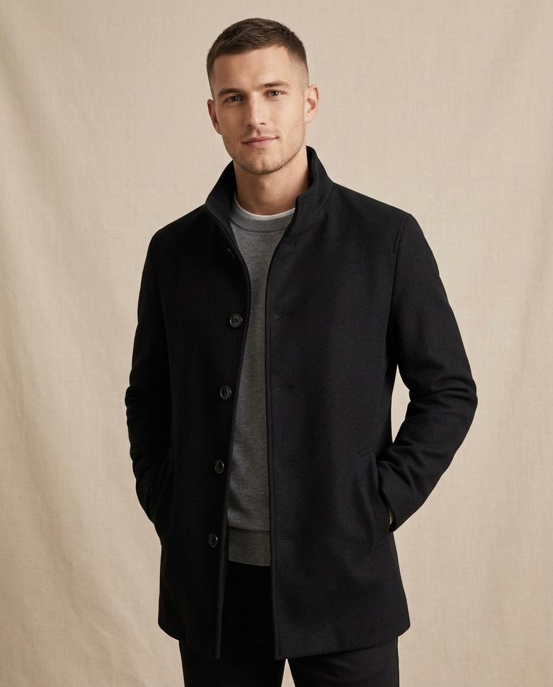 Lands Fashion - Artal | Funnel Neck Single-Breasted Coat Men