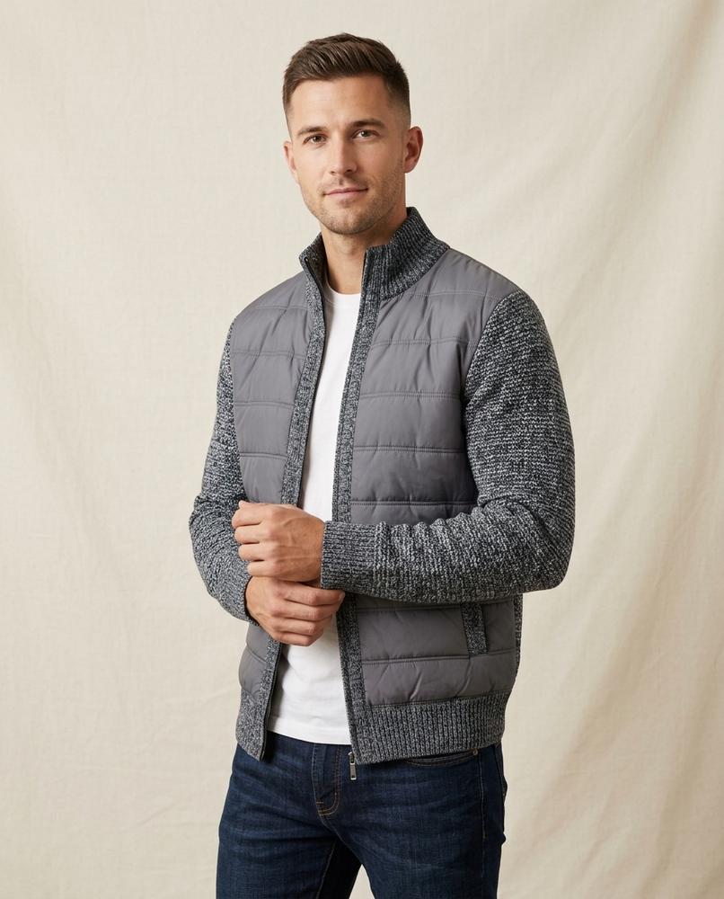 Lands Fashion - Dasil | Quilted Knit-Sleeve Jacket Men