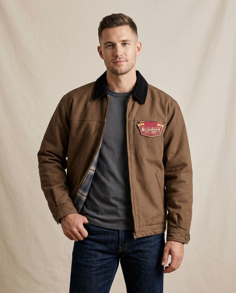 Lands Fashion - Rarev | Lined Corduroy-Collar Jacket Men