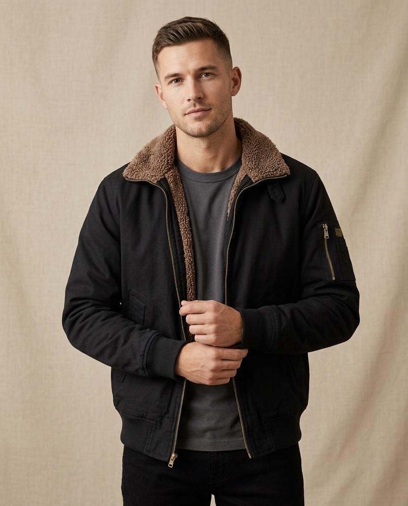 Lands Fashion - Kemar | Fleece-Lined Zip-Up Jacket Men