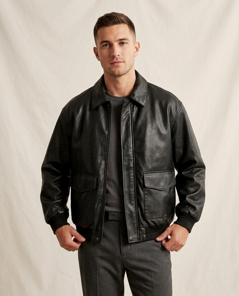Lands Fashion - Coron | Faux-Leather Zip-Front Leather Jacket Men
