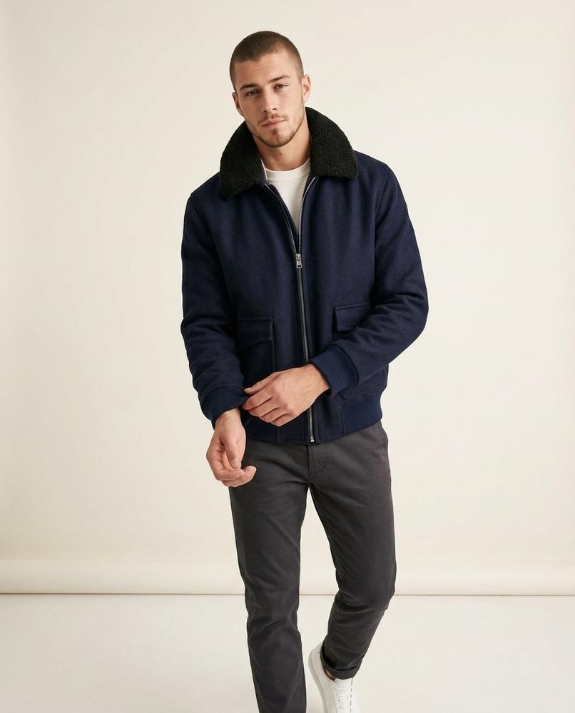 Lands Fashion - Larel | Sherpa Collar Zip-Up Jacket Men