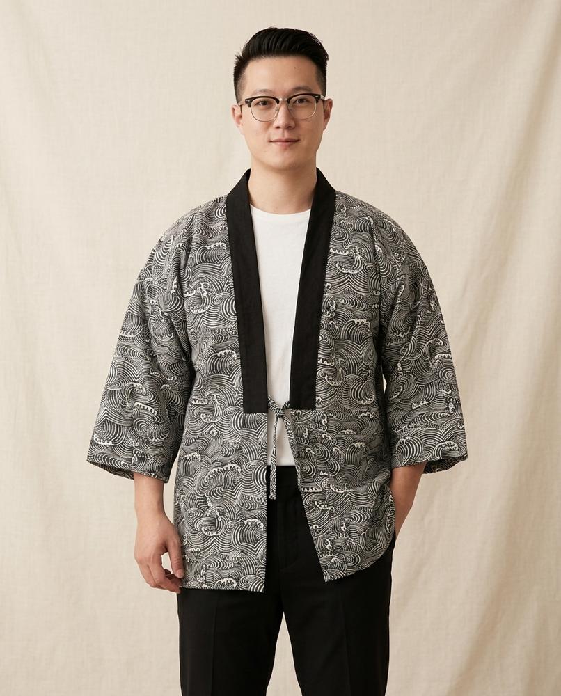 Lands Fashion - Alsol | Patterned Tie-Front Jacket Unisex