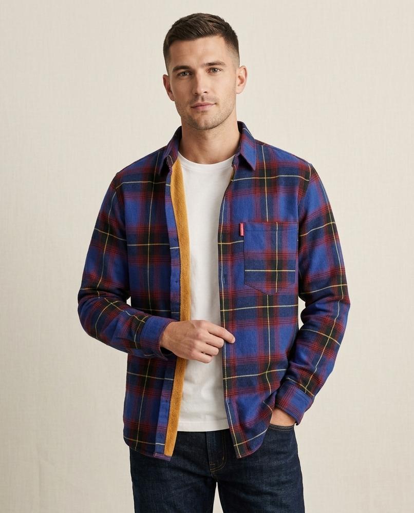 Lands Fashion - Lymon | Plaid Lined Shirt Men