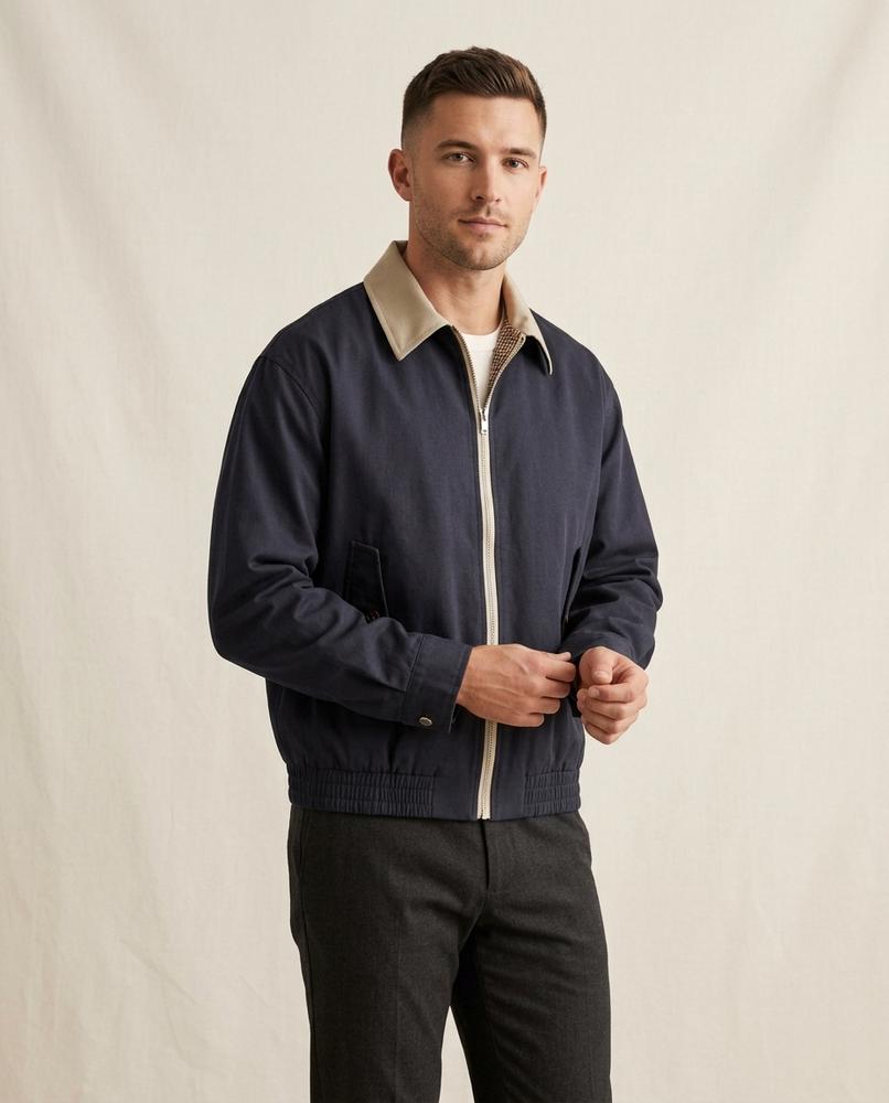 Lands Fashion - Laven | Zip-Up Contrast-Collar Jacket Unisex