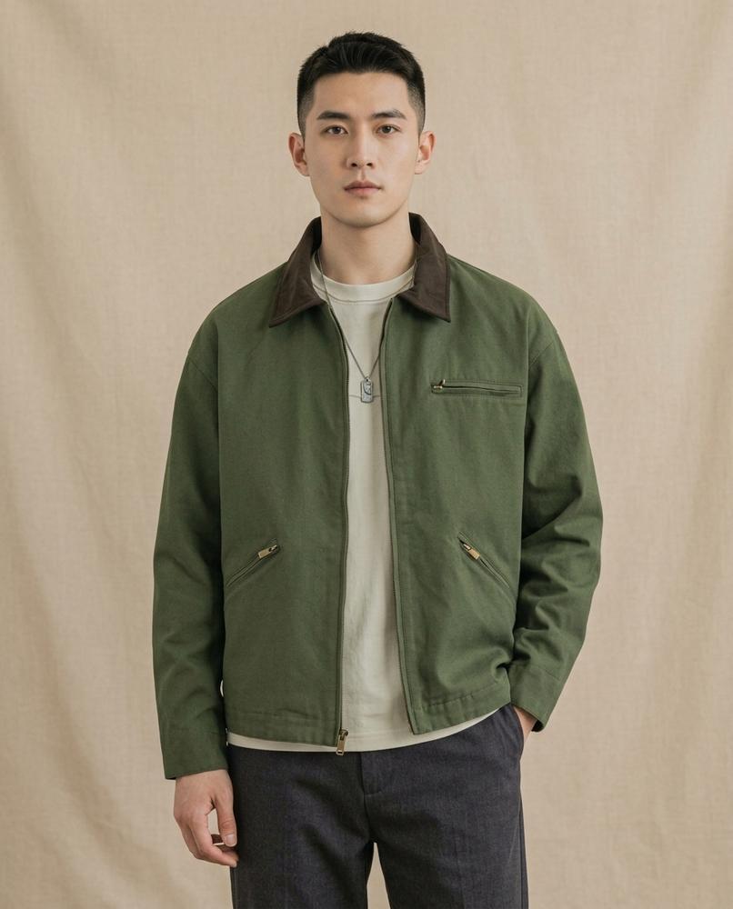 Lands Fashion - Allar | Zip-Up Contrast-Collar Jacket Men