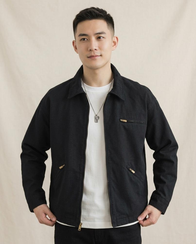 Lands Fashion - Allar | Zip-Up Contrast-Collar Jacket Men