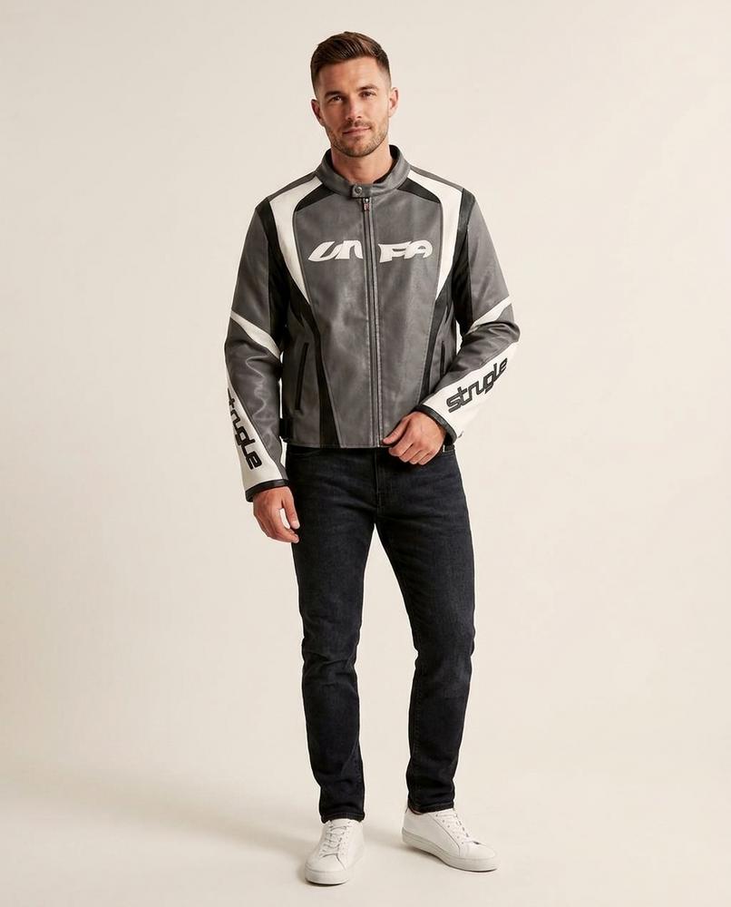 Lands Fashion - Yoken | Faux-Leather Color-Block Jacket Men