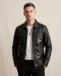 Lands Fashion - Semar | Zip-Up Collared Leather Jacket Men