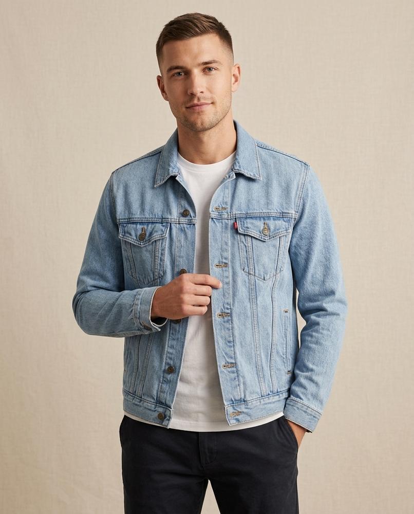 Lands Fashion - Kesin | Button-Front Long-Sleeved Denim Jacket Men