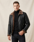 Lands Fashion - Colin | Faux Shearling-Lined Zip-Up Leather Jacket Men