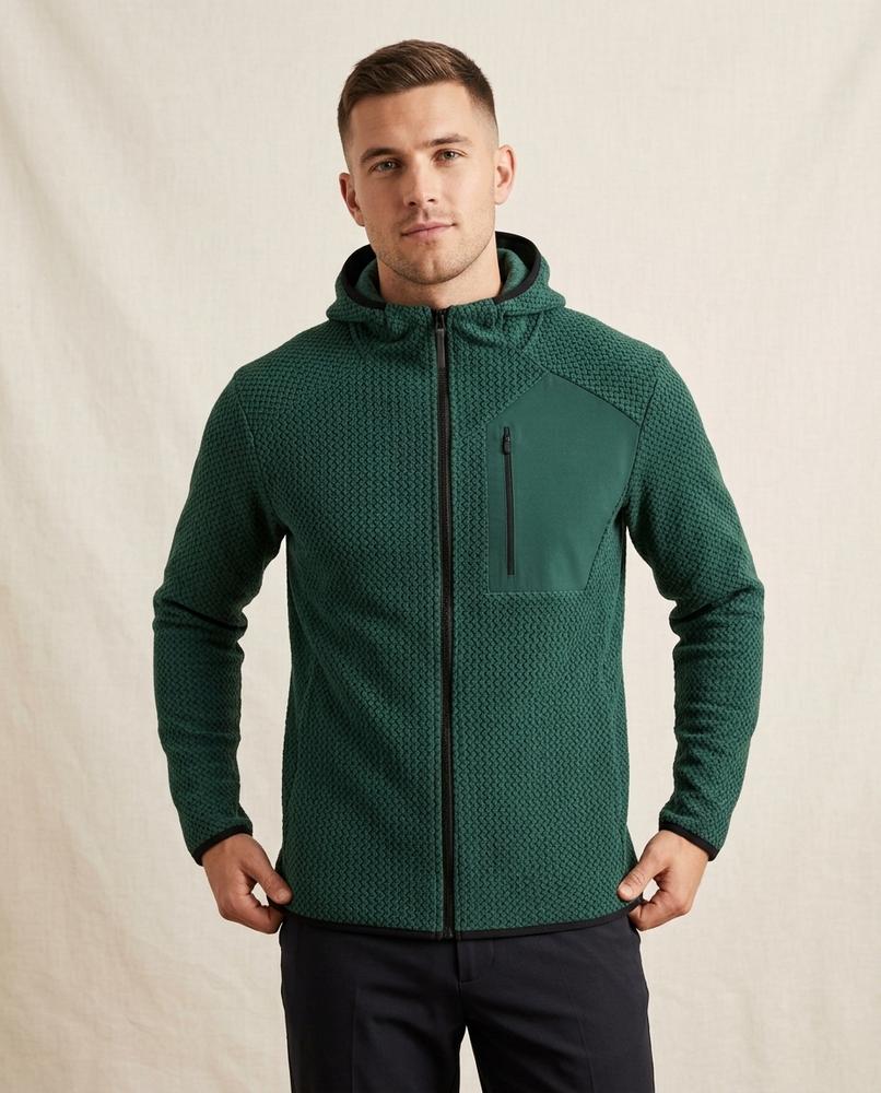 Lands Fashion - Serev | Grid-Fleece Zip-Up Jacket Men