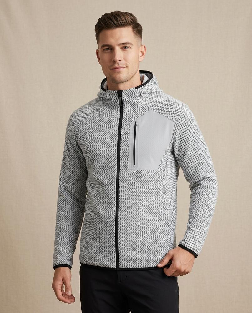 Lands Fashion - Serev | Grid-Fleece Zip-Up Jacket Men