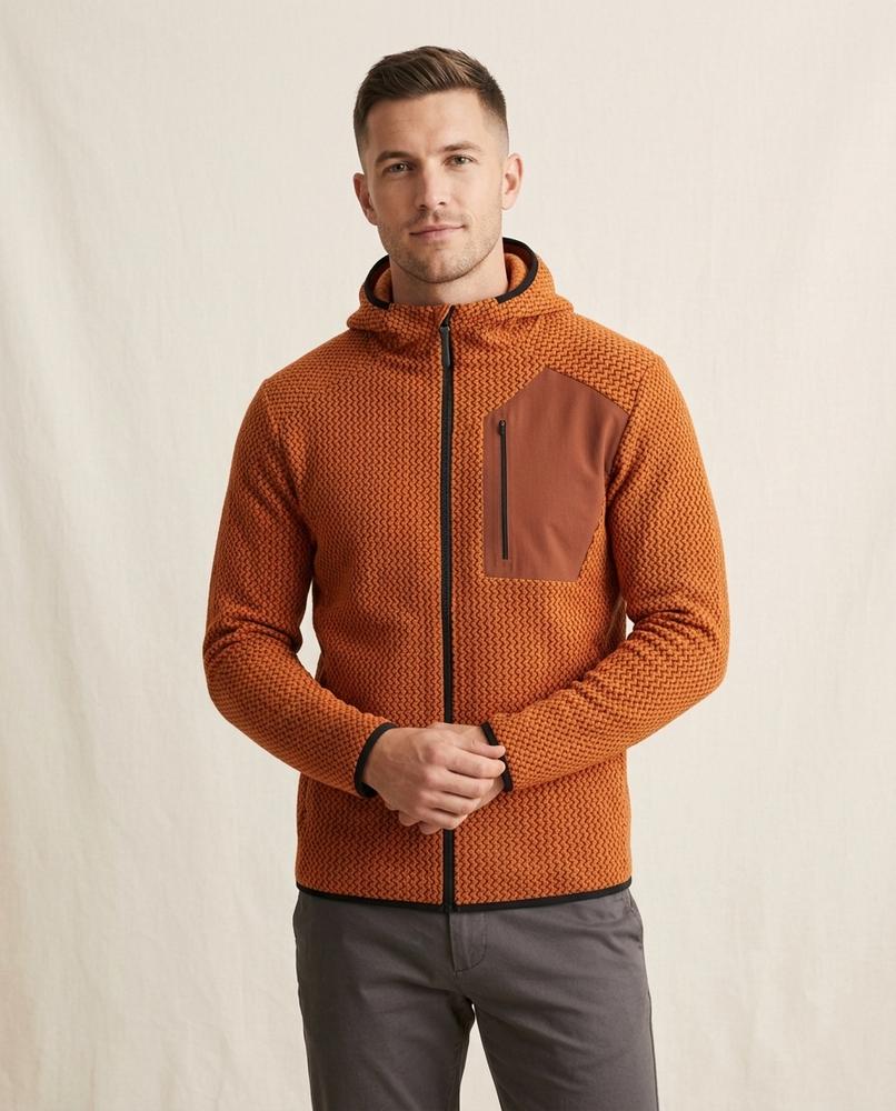 Lands Fashion - Serev | Grid-Fleece Zip-Up Jacket Men