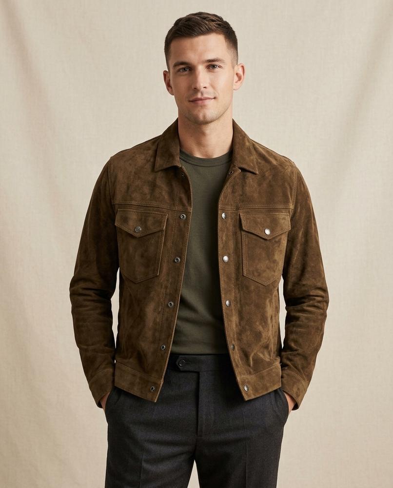 Lands Fashion - Arven | Suede Snap-Button Jacket Men