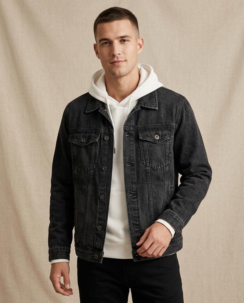 Lands Fashion - Eltal | Washed Button-Front Denim Jacket Men