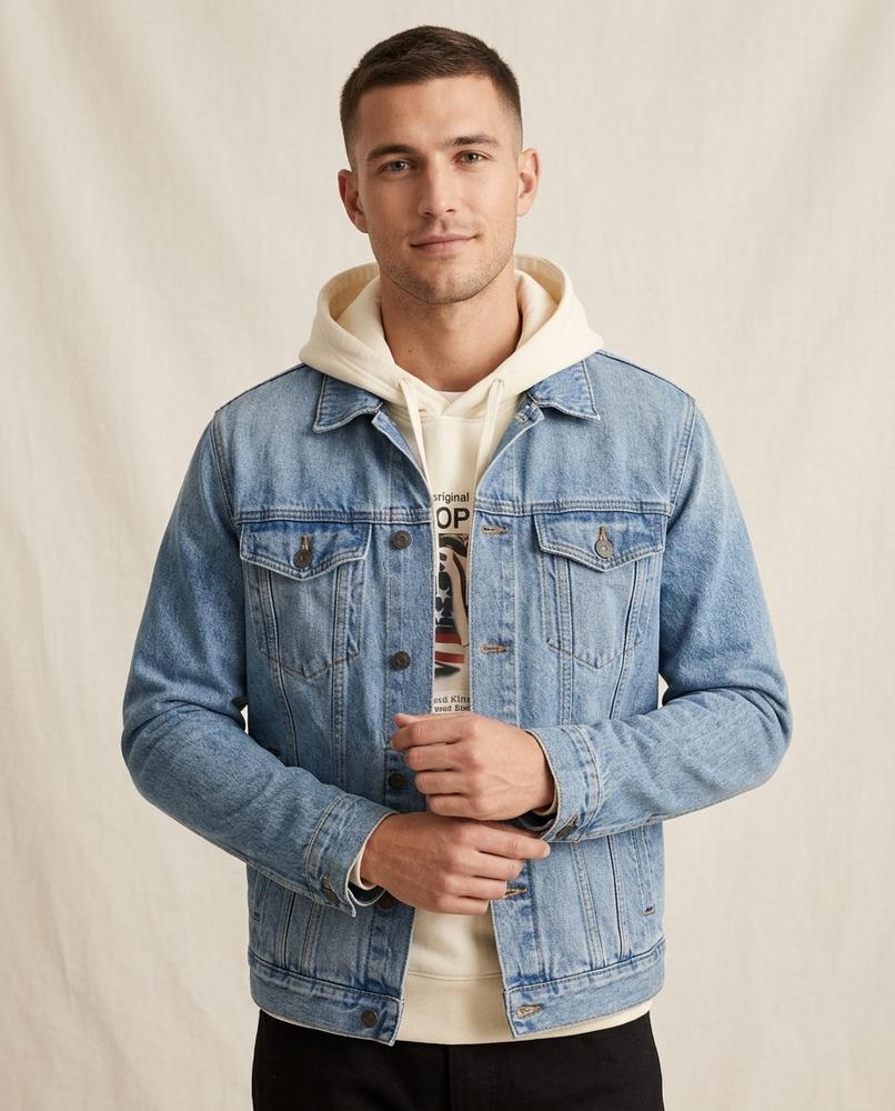 Lands Fashion - Eltal | Washed Button-Front Denim Jacket Men