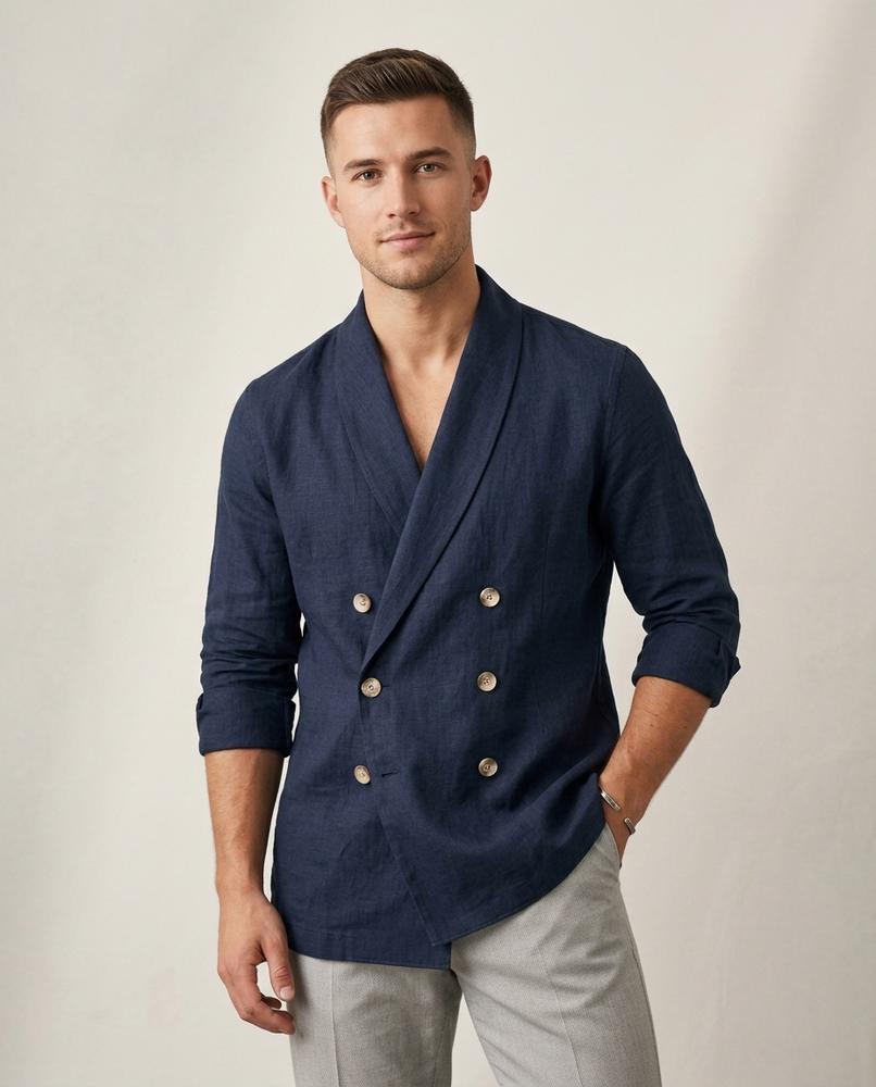 Lands Fashion - Arvel | Double-Breasted Shawl-Collar Blazer Men