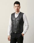 Lands Fashion - Rimer | Leather Button-Front Vest Men