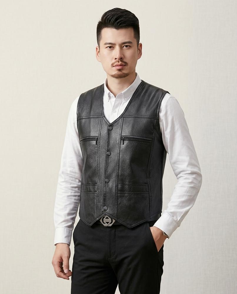 Lands Fashion - Rimer | Leather Button-Front Vest Men