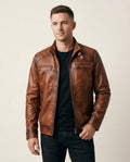 Lands Fashion - Virev | Zippered Faux Leather Jacket Men