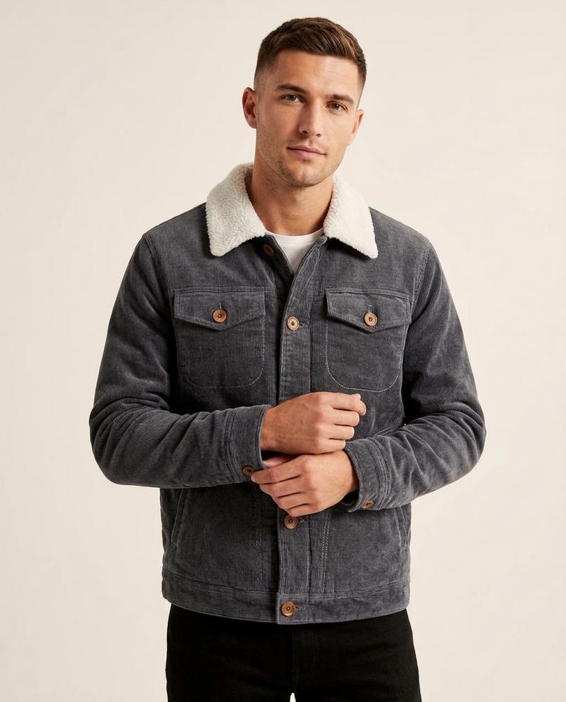 Lands Fashion - Vevan | Corduroy Sherpa-Collar Jacket Men