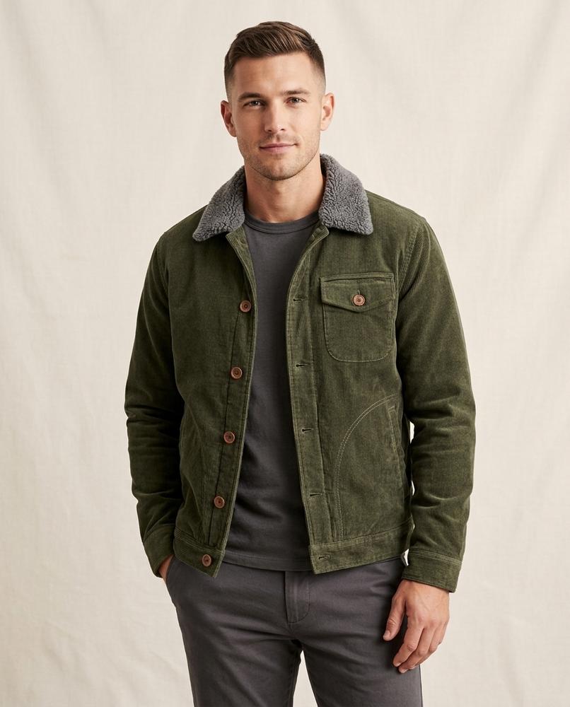 Lands Fashion - Vevan | Corduroy Sherpa-Collar Jacket Men