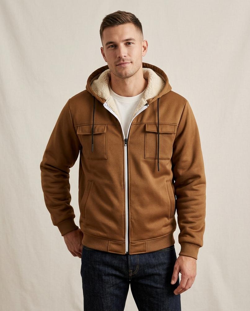 Lands Fashion - Taren | Sherpa-Lined Zip-Up Jacket Men