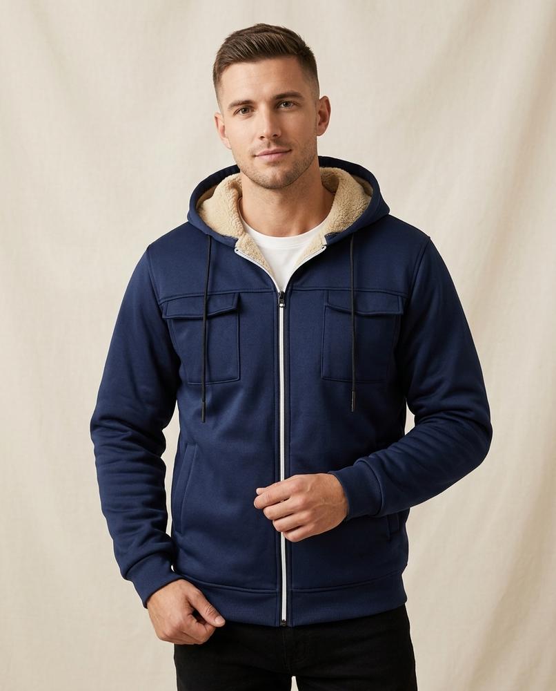 Lands Fashion - Taren | Sherpa-Lined Zip-Up Jacket Men