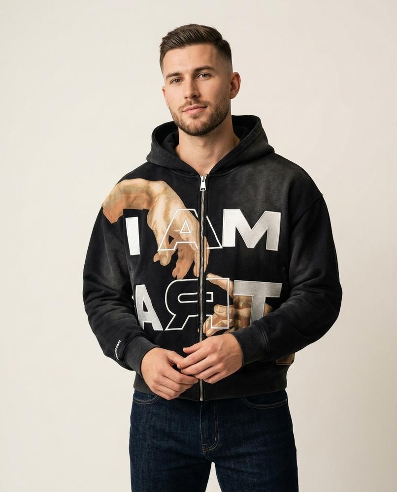 Lands Fashion - Calar | Zip-Up Appliquéd Hoodie Unisex