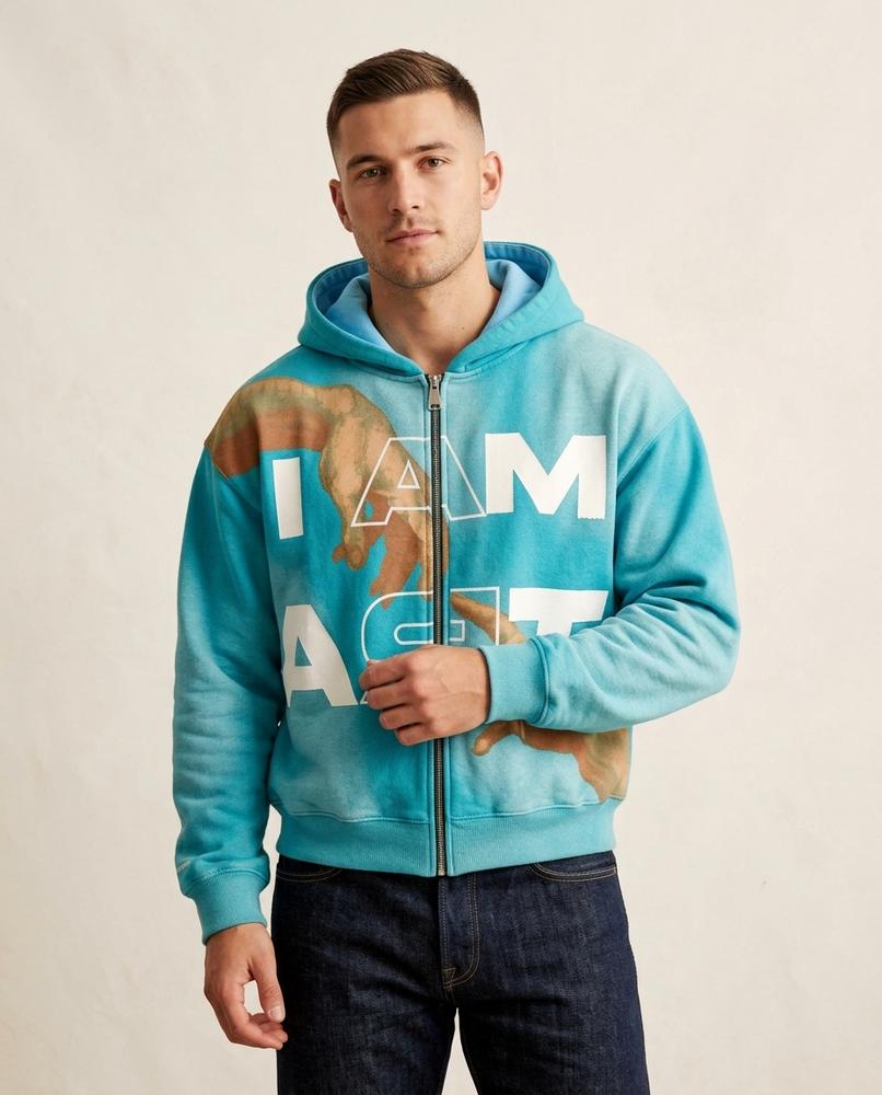 Lands Fashion - Calar | Zip-Up Appliquéd Hoodie Unisex