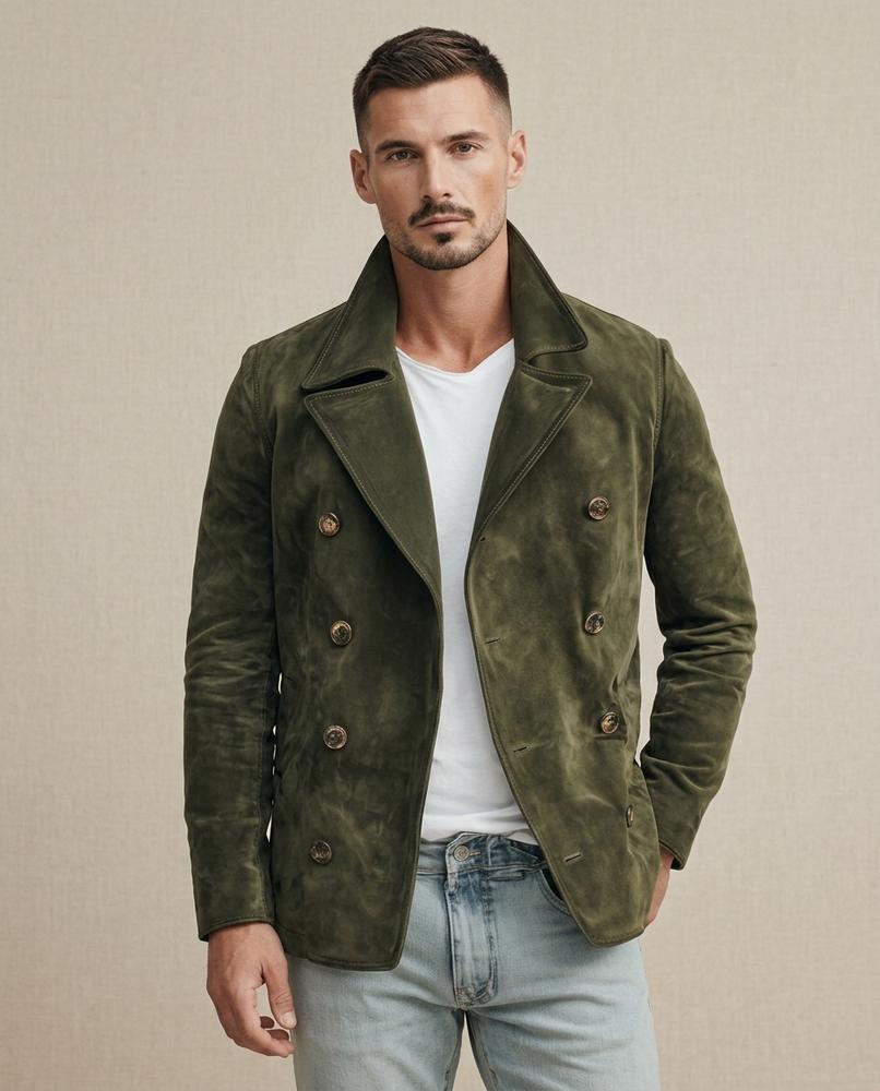 Lands Fashion - Varal | Double-Breasted Suede-Look Jacket Men