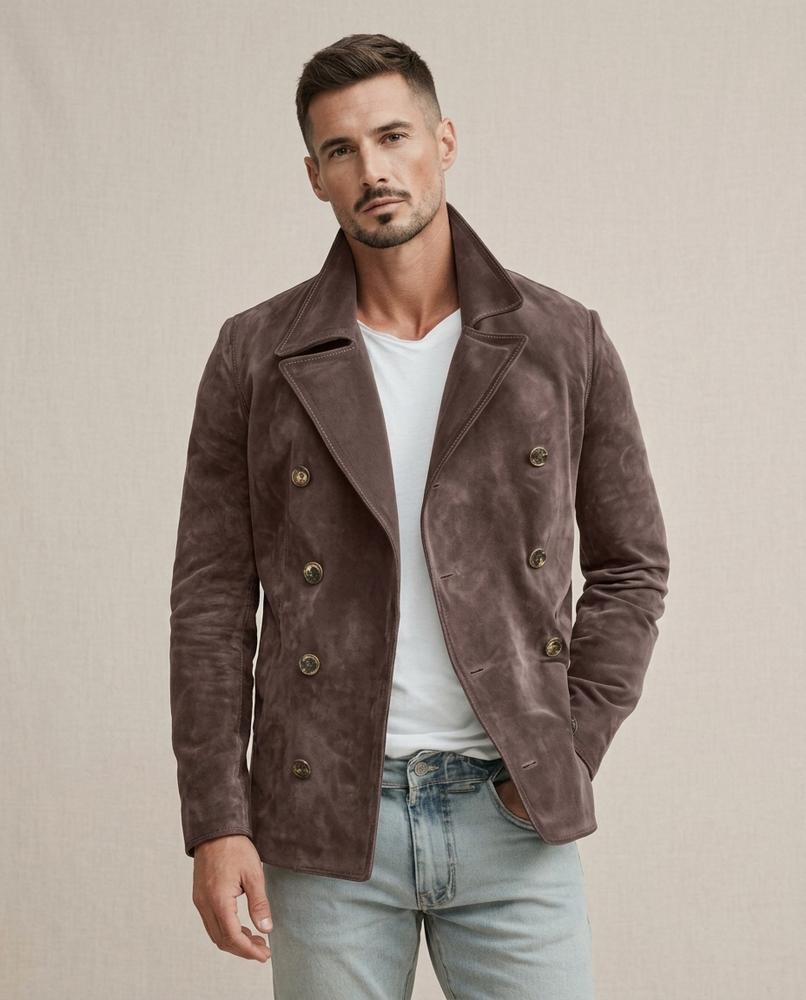 Lands Fashion - Varal | Double-Breasted Suede-Look Jacket Men