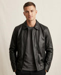 Lands Fashion - Saron | Zip-Up Collared Leather Jacket Men