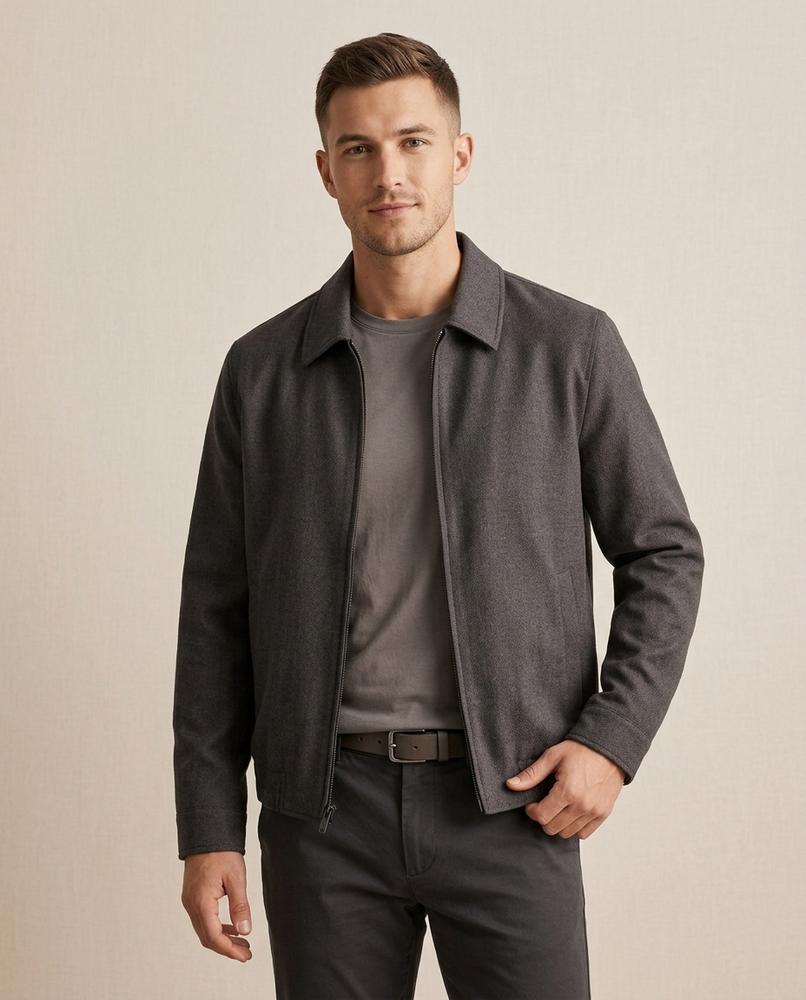 Lands Fashion - Saron | Zip-Up Collared Leather Jacket Men