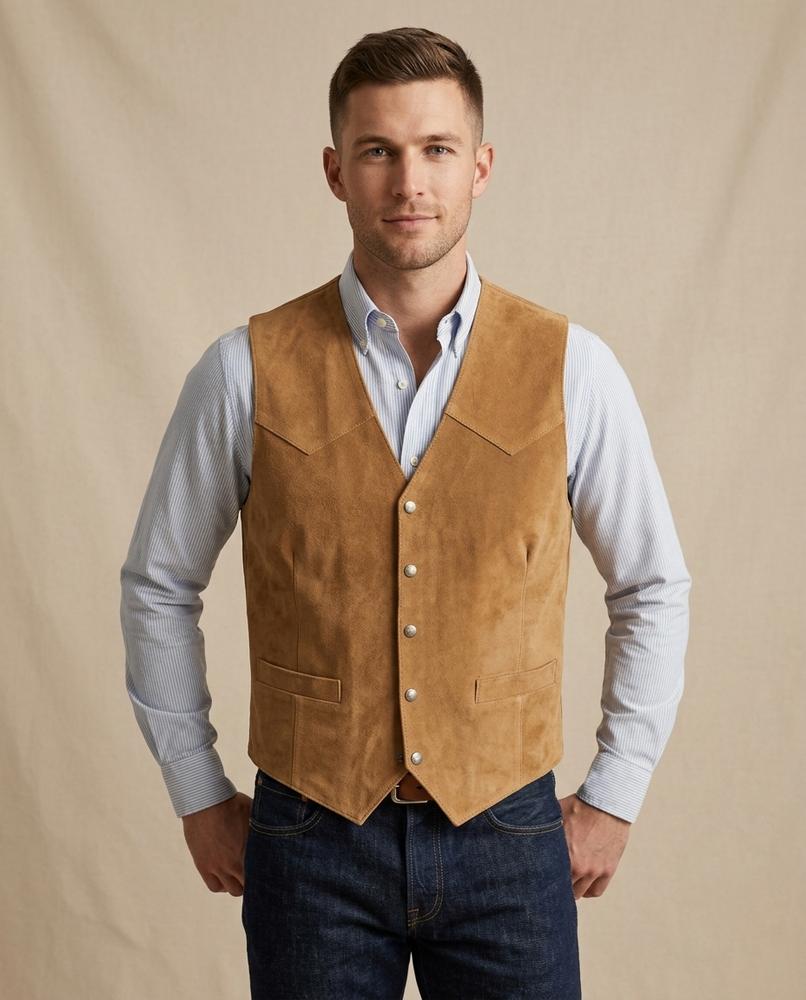 Lands Fashion - Nimer | Suede-Effect Button-Front Vest Men
