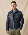 Lands Fashion - Kelar | Button-Front Contrast-Stitch Leather Jacket Men