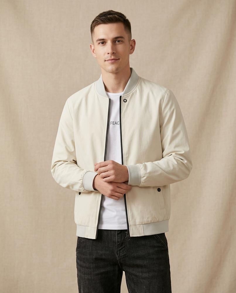 Lands Fashion - Arral | Zip-Up Ribbed-Collar Jacket Men
