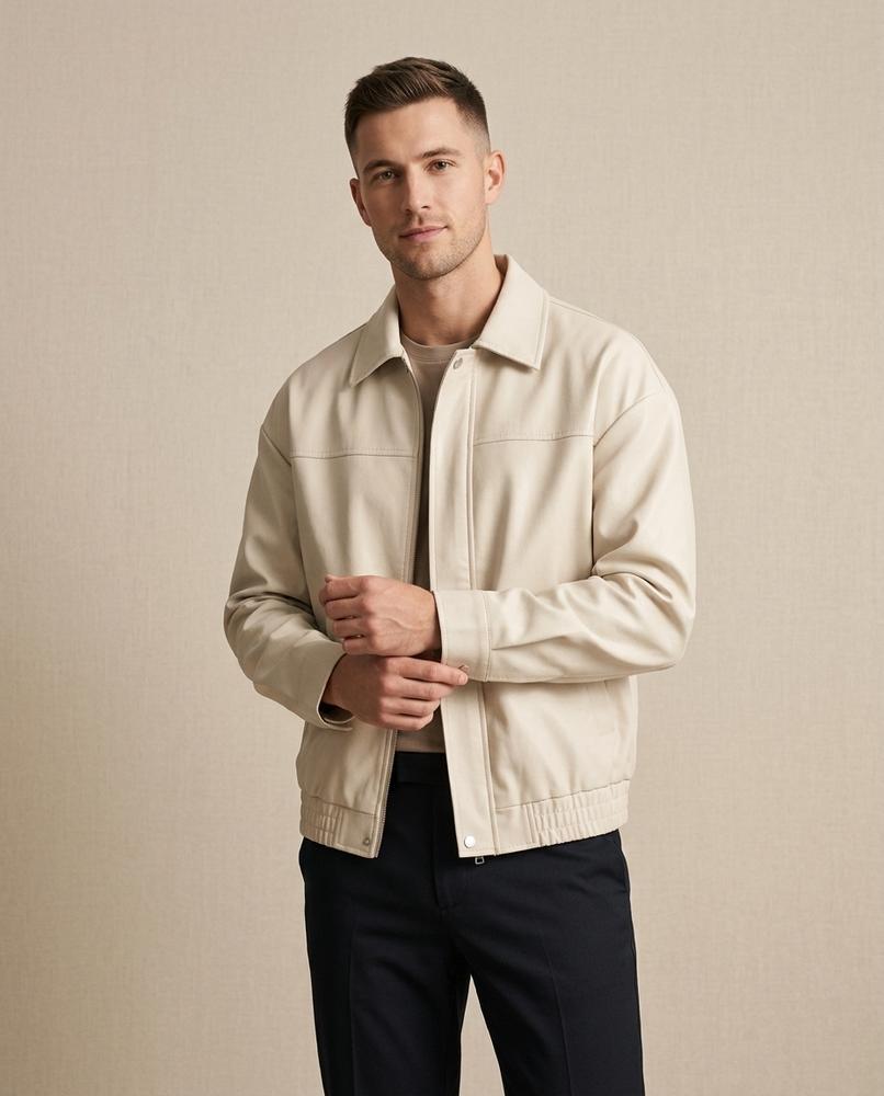 Lands Fashion - Risil | Collared Smooth-Finish Jacket Men