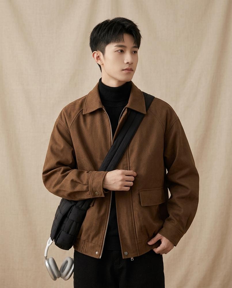 Lands Fashion - Risil | Collared Smooth-Finish Jacket Men