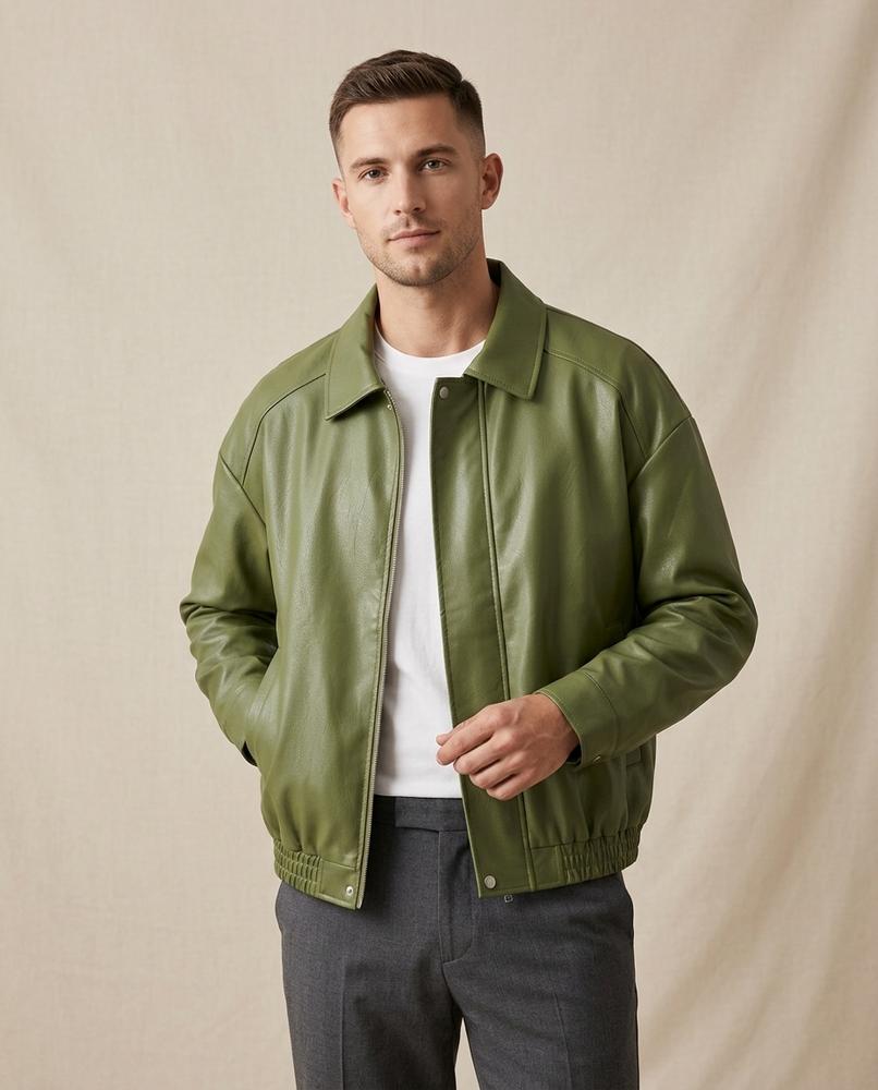 Lands Fashion - Risil | Collared Smooth-Finish Jacket Men